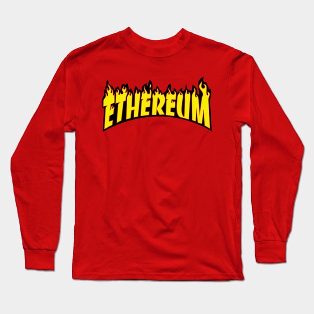 Ethereum in Flames Long Sleeve T-Shirt by fuseleven